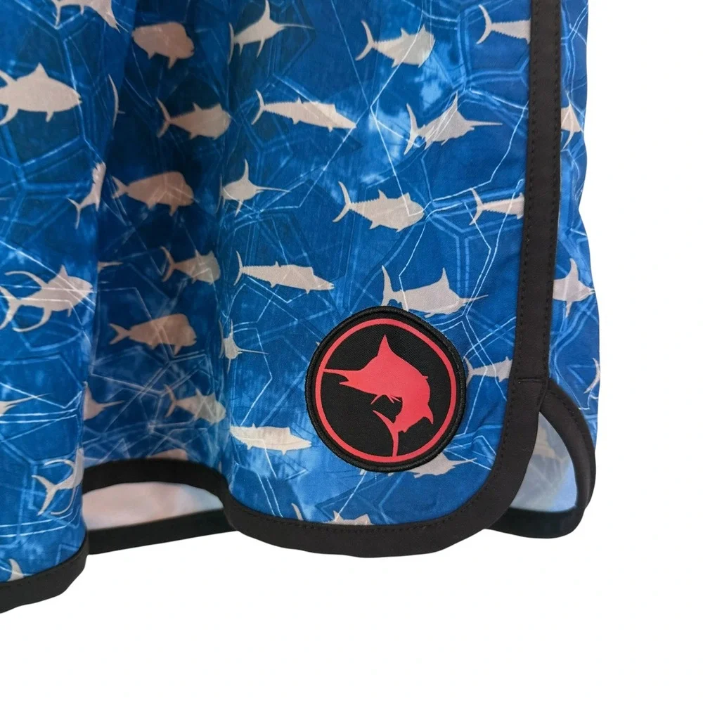 Pelagic The Wedge Boardshorts Mens 38 Patriotic American Flag Marlin Fishing XL